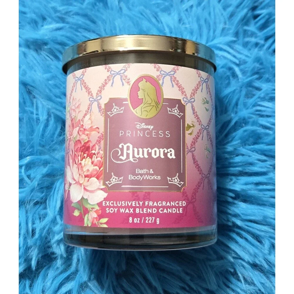 Bath & Body Works Disney Princess Aurora Single Wick 8oz Candle With Lid